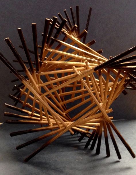 3D chopstick sculptures - NGHS room 406 Linear Sculpture, Toothpick Sculpture, Line Sculpture, 3d Art Sculpture, Ap Studio Art, Bamboo Art, Stick Art, Sculpture Projects, Ap Art