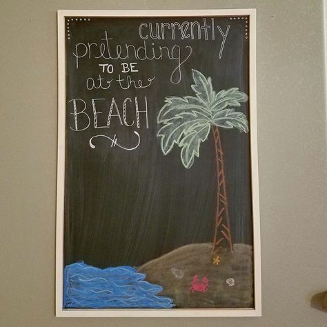 chalkboard design for the end of summer - coastal chalkboard - nautical chalkboard - beach chalkboard Ocean Chalkboard Art, Funny Chalkboard Art, Beach Chalkboard Art, Summer Whiteboard Art, Whiteboard Drawing Ideas, Board Drawing Ideas, Drawing Ideas Summer, Blackboard Quotes, Summer Chalkboard Art