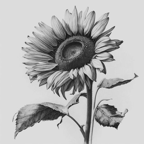 #sun #flowertattoo #sunflowertattoo #flower #tattoo Sunflower Ink Drawing, Sunflower Botanical Illustration, Sunflower Pencil Drawing, Line Drawing Sunflower, Girasoles Tattoo, Sunflowers Drawing, Sunflower Drawings, Minimalist Color Scheme, Sunflower Sketch