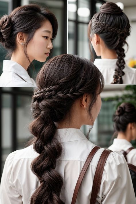 #hair ideas #cute hairstyles for school #hairstyle ideas #cute hairstyles for medium hair #baddie hairstyles Curls With Headband, Hair Baddie Hairstyles, Hair Inspo For School, Headband Curls, Messy Fishtail Braids, Messy Fishtail, Invisible Hair Extensions, Korean Hairstyles, Fishtail Braids