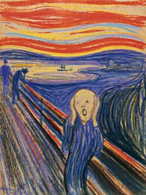 Edvard Munch masterpiece The Scream to be auctioned - BBC News Dramatic Paintings, Edvard Munch The Scream, Munch The Scream, Scream Painting, Emotion Art, Expensive Paintings, Acrylic Painting Ideas For Beginners, Easy Acrylic Painting Ideas, Simple Paintings