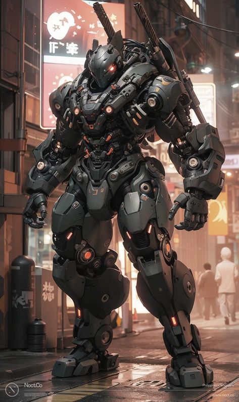 Futuristic Power Armor, Futuristic Mech Suit, High Tech Armor Sci Fi, Chitin Armor Concept Art, Cyberpunk Power Armor, Anime Power Armor, Robot Soldier Art, Mech Concept Art Robots, Futuristic Exosuit