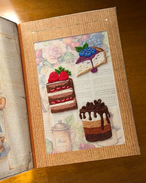 I've created different versions of this recipe journal, and even though it can be challenging, I always love how it turns out. ☺️🥐 #recipebook #handembroidery #embroidery #customorder Environmental Projects At School, Environmental Projects, Journal Therapy, Recipe Journal, Cute Sewing Projects, Felt Books, Art Journal Therapy, Embroidery Book, Embroidery Stitches Tutorial