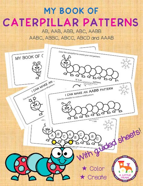 Caterpillar Patterns, Ab Pattern Activities, Abb Patterns, Ab Patterns, Abc Patterns, Pattern Activities, Kindergarten Math Activities, Dot Markers, Printable Books