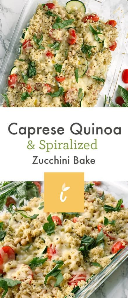 Caprese Quinoa and Spiralized Zucchini Bake Caprese Quinoa, Quinoa Side Dish, Inspiralized Recipes, Zucchini Bake, Quinoa Benefits, Quinoa Recipes Healthy, Spiralized Zucchini, Quinoa Healthy, Spiralizer Recipes