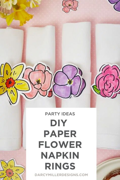 Flower Napkin Rings, Holiday Lunch, Bridal Shower Tea, Easy Diy Projects, Diy Party, Pansies, Diy Paper, Spring Flowers, Napkin Rings