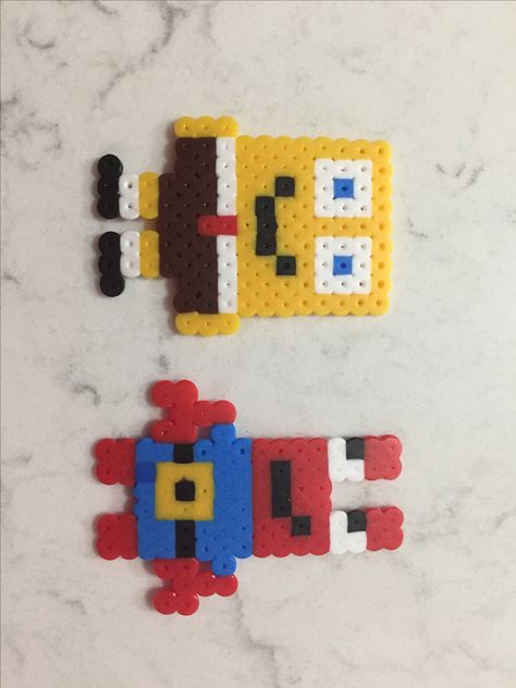 Sponge Bob Perler Beads, Sponge Bob Pixel Art, Mr Crab, Melt Beads, Perler Designs, Melty Bead Patterns, Perler Ideas, Easy Perler Beads Ideas, Fuse Bead Patterns