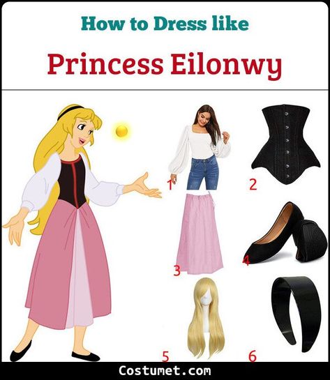 Princess Eilonwy Costume from The Black Cauldron for Cosplay & Halloween 2022 Princess Eilonwy, Long Pink Skirt, Black Cauldron, Long Blonde Wig, White Sleeves, The Black Cauldron, Halloween 2022, Corset Bodice, Cosplay Halloween