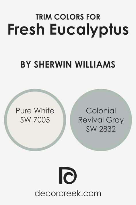 What are the Trim colors of Fresh Eucalyptus SW 9658 by Sherwin Williams? Sherwin Williams Coordinating Colors, White Colonial, Grey Wall Color, Taupe Paint, Fresh Eucalyptus, Trim Colors, Neutral Paint Colors, Grey Wall, Neutral Paint