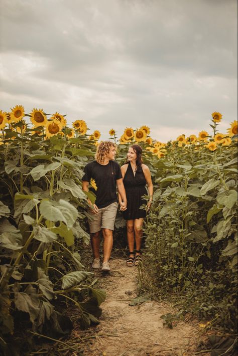 Sunflower Picture Outfit Ideas Couple, Couples Photo Shoot In Sunflower, Sunflower Picture Outfit Ideas, Sunflower Couple Photoshoot, Sunflower Pics, Sunflower Photos, Sunflower Ideas, Sunflower Field Pictures, Sunflower Photoshoot