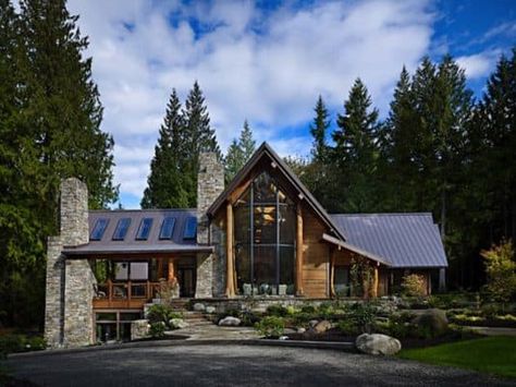 Rustic contemporary home nestled in secluded forests of Washington Pacific Northwest Homes, Rustic Contemporary Home, Northwest Contemporary, Mountain House Design, Mountain House Decor, Mountain Architecture, Mountain House Plans, Contemporary Exterior, Rustic Contemporary