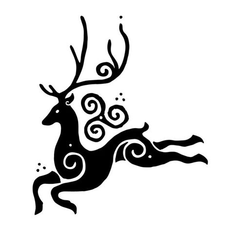 Celtic Stag Tattoo Design, Celtic Deer Design, Celtic Pagan Art, Celtic Stag Tattoo, Celtic Deer Tattoo, Celtic Pagan Tattoo, Deer Mythology, Druidic Tattoo, Celtic Folk Art