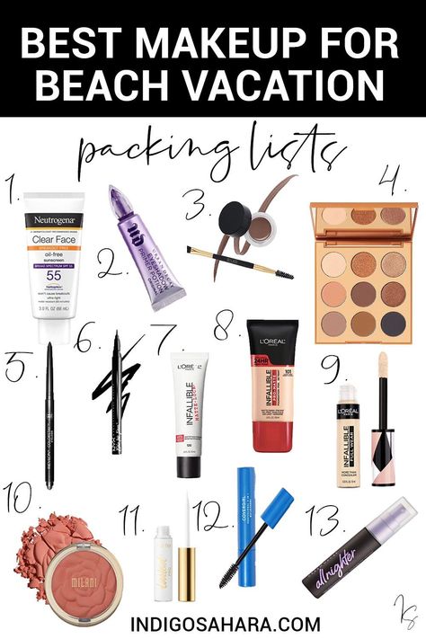 I have tested these beach vacation makeup products, and they are truly the best waterproof makeup for the beach. Add these travel makeup essentials to your makeup for beach vacation packing lists ASAP! Beach Makeup Products, Vacation Makeup Looks The Beach, Makeup For Beach, Makeup For The Beach, Makeup Packing List, Vacation Packing Lists, Best Waterproof Makeup, Travel Makeup Essentials, Vacation Makeup