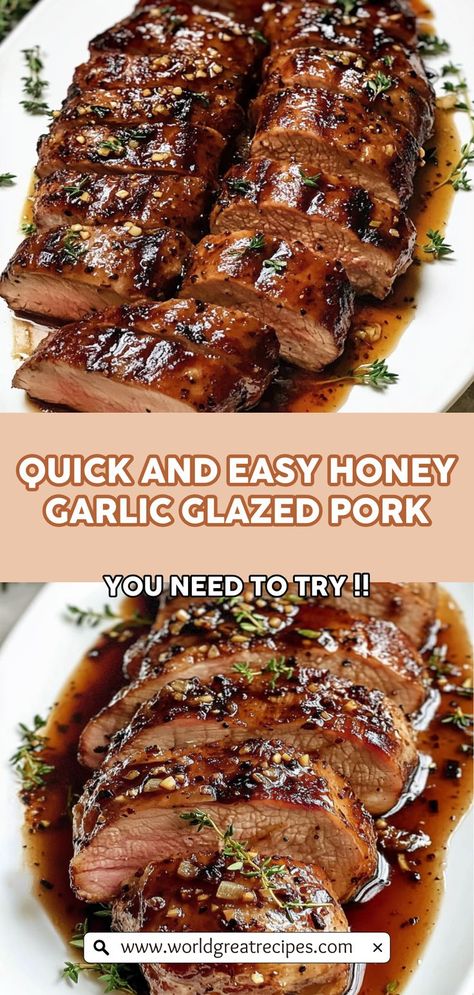 Discover the secret to a Quick and Easy Honey Garlic Glazed Pork that’s bursting with flavor! This succulent pork tenderloin is marinated in a rich sauce made from honey, soy sauce, and garlic, creating a delicious glaze that caramelizes beautifully in the oven. In just 30 minutes of marinating, followed by simple cooking steps, you can create a dish that looks fancy but is effortless to prepare. Perfect for meal prep or a last-minute dinner option that everyone will love!