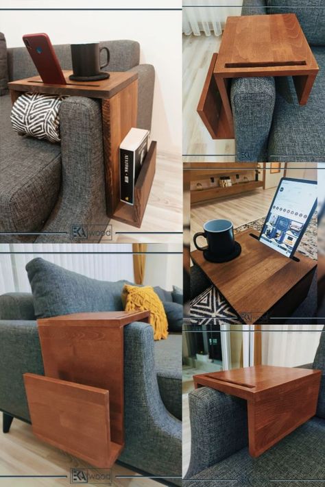 Wooden Coffee Table Sofa Armchair Couch Table/Phone Tablet Holder/Book Newspaper Rack/Side Tables/Living Room/Sofa Arm Rest Tray Wrap Side Tables Living Room, Newspaper Rack, Coffee Table Sofa, Couch Table, Wooden Books, Side Coffee Table, Table Sofa, Living Room Side Table, Writing Table