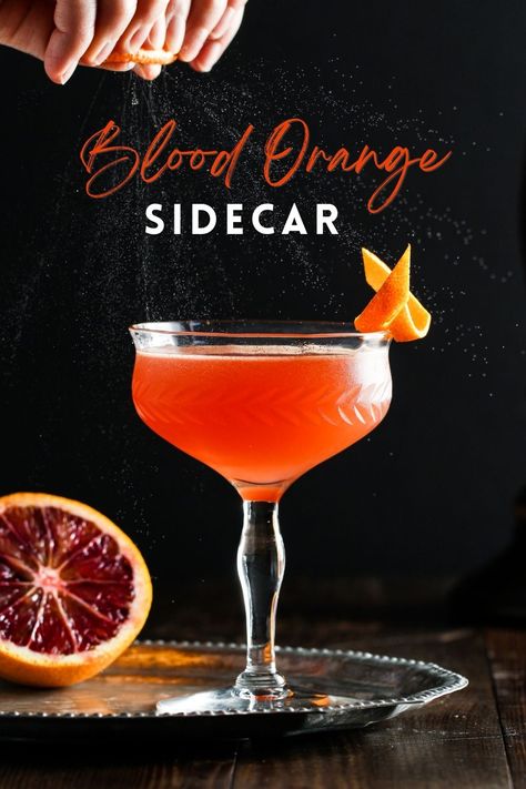 Blood Orange Sidecar - Peanut Butter and Fitness Sidecar Drink, Alcohol Calories, Carbs List, Orange Simple Syrup, Sidecar Cocktail, Daiquiri Recipe, Blood Orange Juice, 2000 Calories, Citrus Oil