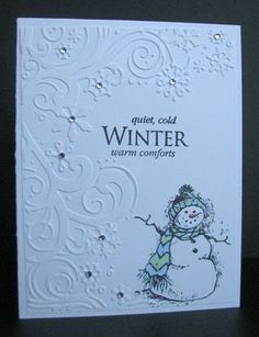 Love the matching holly embossing folder | cards-christmas ... Step Card, Snowman Cards, Christmas Card Inspiration, Homemade Christmas Cards, Embossed Cards, Diy Christmas Cards, Christmas Cards To Make, Winter Cards, Christmas Cards Handmade