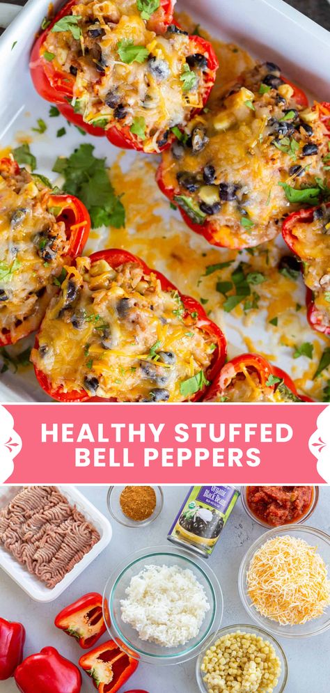 Stuffed Bell Peppers Protein, Whole30 Stuffed Peppers, Low Cal Stuffed Bell Peppers, Low Calorie Stuffed Bell Peppers, Skinnytaste Stuffed Peppers, High Protein Stuffed Peppers, Stuffed Peppers Meal Prep, Stuffed Bell Peppers Healthy, Mexican Stuffed Bell Peppers