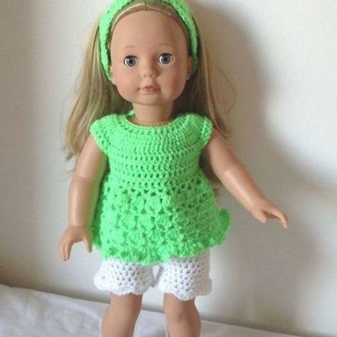 American Girl Outfits, Baby Born Kleidung, Crochet Doll Clothes Free Pattern, Crochet Doll Clothes Patterns, American Girl Crochet, Knit Doll, Girls Clothes Patterns, American Girl Patterns, Crochet Doll Dress