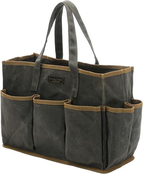 Amazon.com: Tool Tote | Heavy Duty 16oz Waxed Canvas Tote Bag, 1 Large Capacity Tool Storage Tote + 10 External Slots, Multi-Purpose Reusable Tool Carrier for Gardening Set Wrench Carpentry Tools - Khaki : Patio, Lawn & Garden Tool Tote Bag, Waxed Canvas Tote Bag, Portable Tool Box, Garden Tote Bag, Tool Tote, Carpentry Tools, Tool Bags, Pocket Tool, Garden Tool