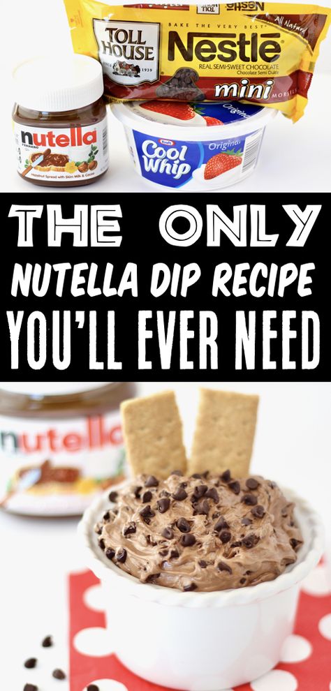 Nutella Dip Recipe Cool Whip Treats, Dip Recipes For Pretzels, Creative Dip Recipes, Party Pot Luck Dishes, Easy Grab And Go Appetizers, Cool Whip Snack Ideas, Sweet Party Dips Easy Crowd Pleasers, Nutella Dipping Sauce, Sweet Dips For Parties Simple