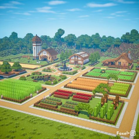 I made the Stardew Valley Farm on Minecraft. Tutorial on my YouTube channel. (Link in BIO) @foxel.mc - Game Info… | Instagram Big Minecraft Farm, Crop Farm Minecraft Ideas, Minecraft Pasture, Minecraft Countryside, Minecraft Fields, Cactus Farm Minecraft, Minecraft Farm Ideas Design, Minecraft Field Ideas, Wheat Farm Minecraft