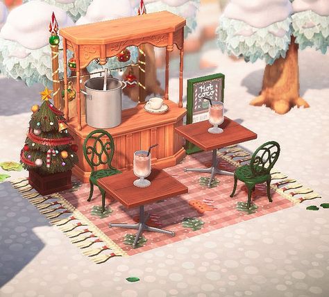 Steph on Instagram: “Hot Cocoa Stand ☕️! However when I saw the new “stewpot” item, I immediately thought of champurrado! Champurrado is a chocolate based…” Cocoa Stand, Animal Crossing Designs, Hot Cocoa Stand, Acnh Cottagecore, Animal Crossing 3ds, Animals Crossing, Animal Crossing Guide, Seasonal Drinks, Animal Crossing Wild World