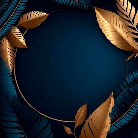 A blue and gold background with a frame ... | Premium Photo #Freepik #photo #gold-background #gold-leaf #background-design #leaf-banner Blue And Gold Background, Leaf Banner, Framed Leaves, Background Gold, Photo Gold, Landscape Mode, Leaf Background, Golden Leaves, Gold Background