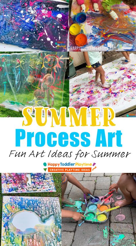 Summer Time Art For Toddlers, Outdoor Messy Art, Outdoor Process Art, Outside Art Activities For Preschool, Toddler Process Art Summer, Summer Art Projects Preschool, Messy Outdoor Art For Kids, Outdoor Art Activities For Kids, Outdoor Art Preschool