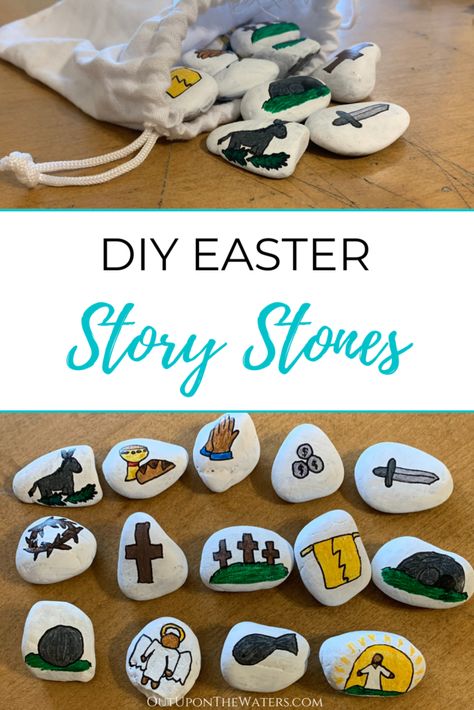 Easter Story Stones Painted Rocks, Easter Resurrection Crafts For Kids, Toddler Easter Activities Jesus, Easter Craft Jesus Is Risen, Easter Crafts Jesus Is Risen, Easter Crafts About Jesus, Bible Story Stones, Christian Easter Kids Activities, Easter Celebration Ideas Jesus