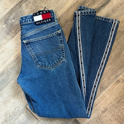 Super Cool Vintage Tommy Hilfiger Jeans Good Vintage Condition Please Refer To Photos!! Photos Include Measurements For Accuracy! Labeled Size 5 Unstitched Tommy Label On Back- Can Be Fixed See Photos Some Fading/Wear See Photos Denim Tommy Hilfiger 90s Y2k *Please Note: Most Of My Items Are Vintage/Used Items, Unless Specified Brand New. I Always Do My Best To Note Any Noticeable Flaws. Vintage Items Are Not Going To Be In Brand New Modern Condition, Please Be Mindful Of This When Purchasing. P Tommy Hilfiger 90s, Vintage Tommy Hilfiger Jeans, Vintage Tommy Hilfiger, Tommy Hilfiger Jeans, Cool Vintage, Jeans Color, Label Sizes, Super Cool, Vintage 90s