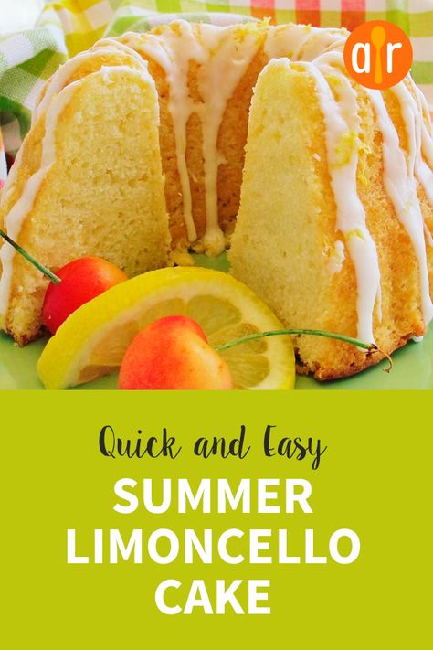 Quick and Easy Summer Limoncello Cake | "Limoncello cake is refreshing cake great for a summer picnic or dinner. Quick and easy to make. A scratch cake that will impress your guests. My mom taught me how to make this cake." #cakerecipes #bakingrecipes #dessertrecipes #cakes #cakeideas Lemon Cello Recipe Cake, Limoncello Cake Recipe Easy, Italian Summer Cake, Lemoncello Cakes Easy, Limoncello Cake Recipe, Lemoncello Dessert, Limoncello Desserts, Refreshing Cake, Dinner Quick And Easy