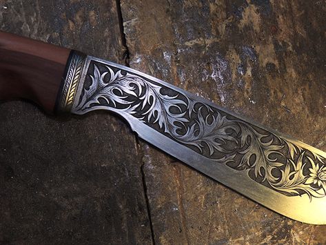 Knife Engraving Ideas, Dragon Tattoo Vector, Knife Engraving, Engraved Knife, Picture Engraving, Metal Etching, Leather Gear, Knife Art, Knife Design