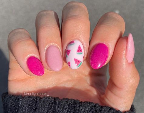 Summer Nails Art Designs, Watermelon Nail Designs, Summer Nails Art, Summer Nails Ideas, Girls Nail Designs, Western Nails, Nails Art Designs, Watermelon Nails, May Nails