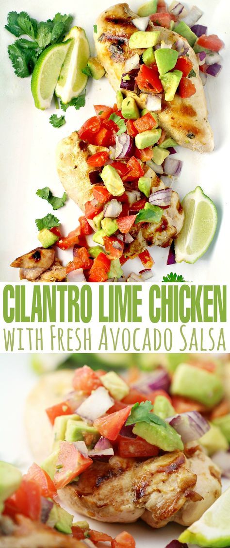 This Cilantro Lime Chicken with Fresh Avocado Salsa is delicious served with rice for a fresh tasting family dinner. It's also a heart healthy recipe! Cilantro Lime Chicken, Fresh Avocado, Avocado Salsa, Lime Chicken, Heart Healthy Recipes, Cilantro Lime, Healthy Families, Healthy Chicken, Heart Healthy