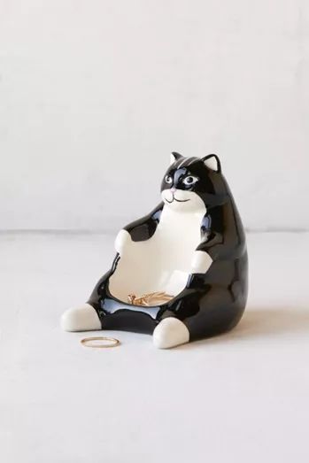 Ceramic Art Inspiration, Cat Jewelry Holder, Cool Room Accessories, Cat Trinket Dish, Cat Room Decor, Cat Decorations, Image Zen, Cat Ring Holder, Clay Cat