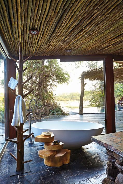 Singita Boulders safari lodge, South Africa | CN Traveller African Spa, Outdoor Bathroom Design Ideas, Bush Lodge, Lodge Ideas, Indoor Outdoor Bathroom, Lodge Design, Outdoor Bathroom Design, Outdoor Baths, Outdoor Pools