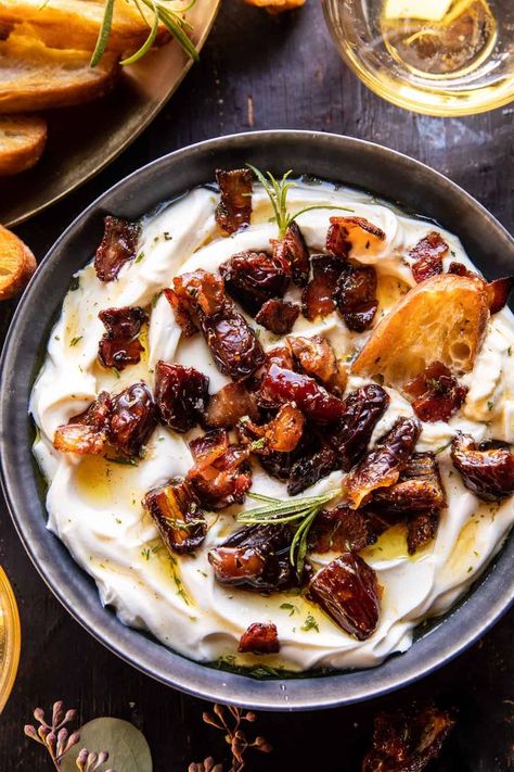 Bacon Dates, Goat Cheese Dip, Half Baked Harvest Recipes, Goat Cheese Appetizer, Whipped Goat Cheese, Goat Cheese Recipes, Candied Bacon, Harvest Recipes, Half Baked