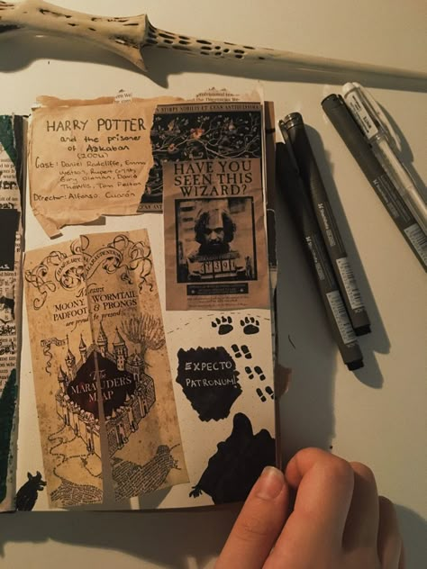 #harrypotter #journal #filmjournal #prisonerofazkaban #siriusblack Hogwarts Scrapbook Ideas, Marauders Journal, Harry Potter Journal Pages, Harry Potter Journaling, Harry Potter Journal Ideas, Harry Potter Scrapbook Ideas, Hogwarts Journal, Dark Journal, Harry Potter Scrapbook