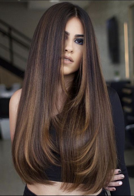 Haircuts For Long Hair Straight, Free Hairstyle, Hair Job, Global Hair, Long Hair Tips, Hair Inspiration Long, Brunette Hair With Highlights, Haircut Types, Stunning Hairstyles