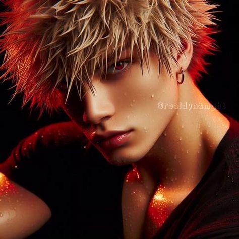 Bakugo Fanart Realistic, Bakugou Aged Up, Bakugo Artbreeder, Realistic Bakugou, Bakugo Realistic, Mha Realistic, Character Inspiration Male, Creepypasta Characters