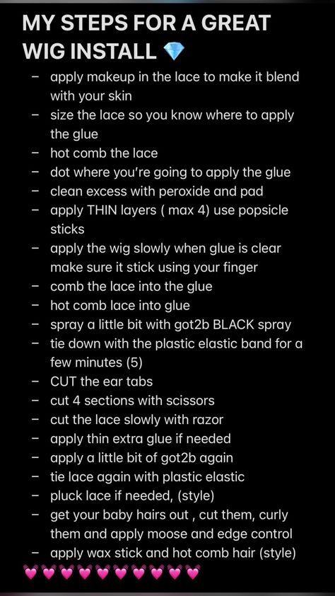 Wig Install Needs, Wig Products List, Products For Wig Install, Wig Install Supplies, Wig Install Business, Lace Front Wig Essentials, Wig Install Starter Kit, Wig Install Tips, How To Be A Wig Influencer