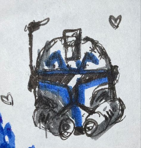 Captain rex 501st clone wars trooper helmet blue white sketch drawing captain rex my beloved Clone Trooper Helmet Drawing, Star Wars White Aesthetic, Clone Wars Drawings, Captain Rex Drawing, Cute Star Wars Drawings, Star Wars Sketches Easy, Star Wars Art Drawings Easy, Clone Trooper Drawing, Star Wars Drawings Easy