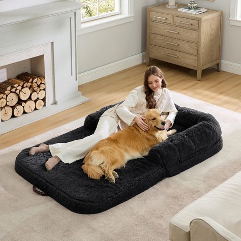 PRICES MAY VARY. Unparalleled Spacious Versatility: Dive into a world of comfort with our Foldable Human Dog Bed. Ideal for relaxation, this spacious bed doubles as a cozy place to lounge and is perfect for cuddling, napping, reading, or gaming in any room. Its foldable design, complete with handles, makes it effortlessly portable within your home or for outdoor adventures like picnics and camping. Plus, a handy pocket is included for storing essentials. Orthopedic Support for Ultimate Comfort: Dog Bed For People, Giant Dog Bed, Giant Dog Beds, Dog Room Decor, Human Dog Bed, Human Dog, Puppy Room, Inflatable Bed, Giant Dogs