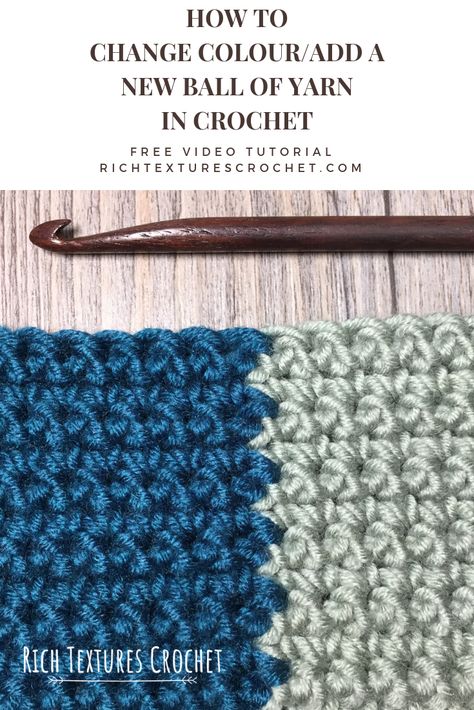 Colour Changing Yarn Crochet, How To Add Different Color Yarn Crochet, How To Add A New Color In Crochet, How To Add New Yarn To Crochet, How To Change Yarn In Crochet, How To Change Colours When Crocheting, How To Add Yarn When Crocheting, Crocheting Tips, Change Colors In Crochet