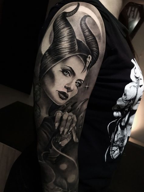 Adams Family Tattoo Ideas, Malificent Tattoo Design, Dark Disney Tattoos, Succubus Tattoos, Best Feminine Tattoos, Maleficent Tattoo, Dark Disney Tattoo, Tattoo Prices, Body Suit Tattoo