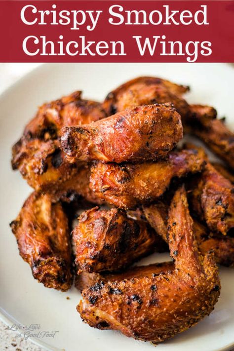 Smoked And Grilled Wings, Smoked Wings Recipe Electric Smoker, Chicken Wings On The Smoker, Trager Smoked Chicken Wings, Chicken Wings In Electric Smoker, Crispy Smoked Wings, Reqtec Smoker, Chicken Wings Smoker Recipes, Smoker Wings Recipe