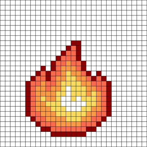 Flame Perler Bead Pattern | Bead Sprites | Misc Fuse Bead Patterns Flames Cross Stitch Pattern, Fire Cross Stitch Pattern, Fire Perler Beads, Fire Pixel Art, Fire Cross Stitch, Tiny Pixel Art, Graph Patterns, Perler Ideas, Fuse Bead Patterns