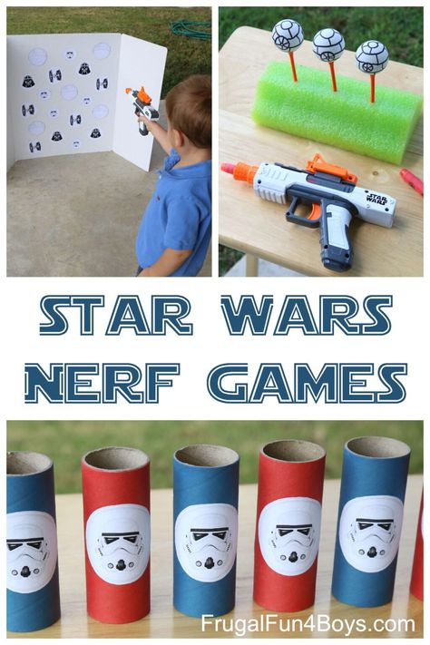 Disney Party Games, Star Wars Party Games, Star Wars Activities, Yoda Party, Nerf Games, Star Wars Crafts, Nerf Party, Star Wars Halloween, Star Wars Birthday Party