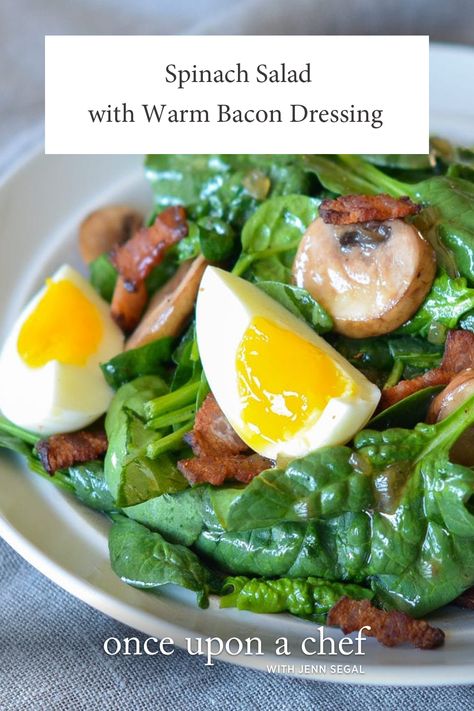 Warm Bacon Dressing, Easy French Recipes, Bacon Dressing, Once Upon A Chef, French Lentils, Spinach Salad Recipes, Classic French Dishes, Restaurant Dishes, Goat Cheese Salad